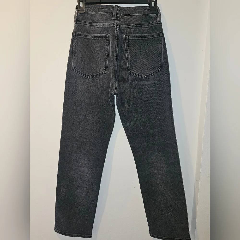 Good American Black Wash Straight Jeans Size 4 / 27 High Rise Denim